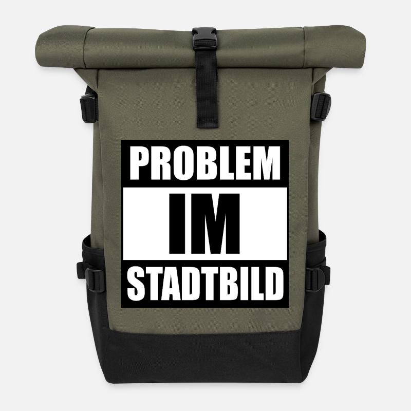Problem im Stadtbild - Rolltop Rucksack - Olive/Schwarz