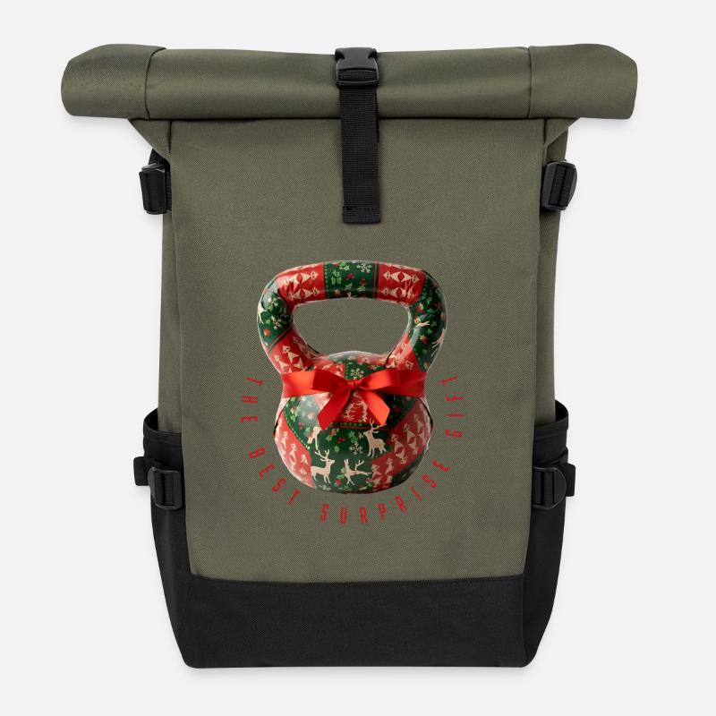 Kettlebell – Das beste Überraschungsgeschenk - Rolltop Rucksack - Olive/Schwarz