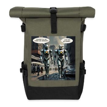 Roboter – "Glaubst du, sie haben uns gesehen?" - Rolltop Rucksack - Olive/Schwarz - Vorne