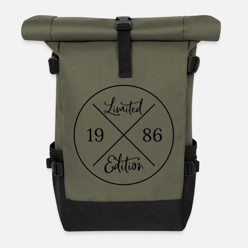 Limited edition 1986 - 40. Geburtstag Geschenk - Rolltop Rucksack - Olive/Schwarz
