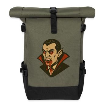 Vampire Dracula Illustration Retro Style Halloween - Roll Top Backpack - olive/black - Front