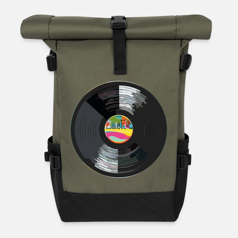 Vinyl_1 - Sac à dos roll top - olive/noir