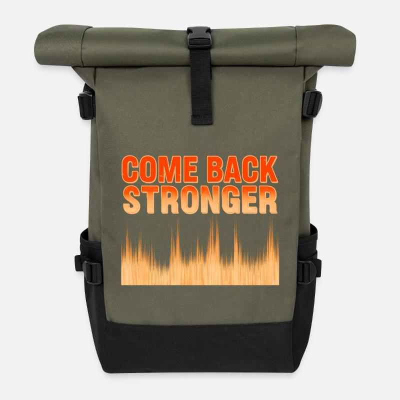COME BACK STRONGER - Rolltop Rucksack - Olive/Schwarz