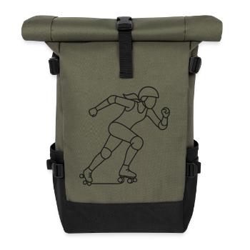 Roller Derby Player Sketch – Sports Motif - Roll Top Backpack - olive/black - Front
