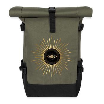 Golden Dawn, Sun and Moon - Roll Top Backpack - olive/black - Front