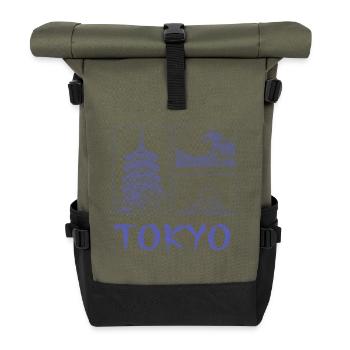 Tokyo Trio Pagoda Wave Fuji - Roll Top Backpack - olive/black - Front
