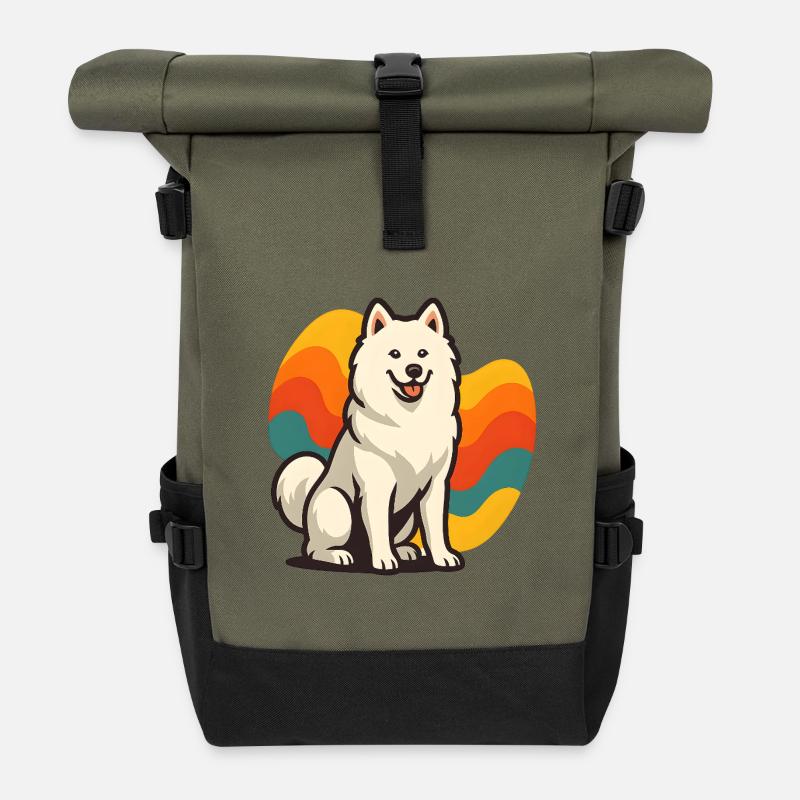 Chien Samoyède Prisme Retro Wave - Sac à dos roll top - olive/noir