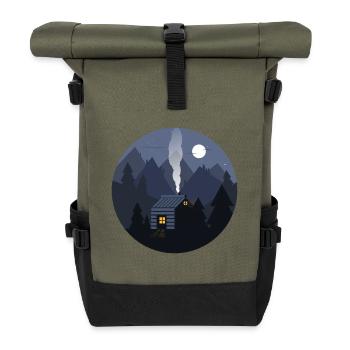 Nightfall Cabin in Pines - Roll Top Backpack - olive/black - Front