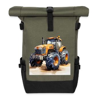 Gelber Power-Traktor Offroad-Action - Rolltop Rucksack - Olive/Schwarz - Vorne