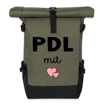 PDL Nursing Service Management with Heart - Roll Top Backpack - olive/black - Front