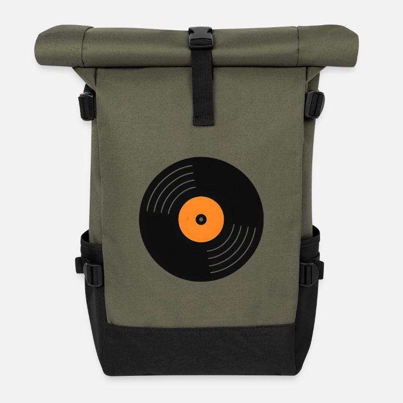 Orange Label Vinyl - Roll Top Backpack - olive/black