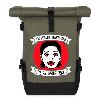 You Wouldn't Understand It's An Inside Joke Spruch - Rolltop Rucksack - Olive/Schwarz - Vorne