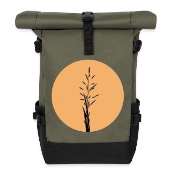  Silhouette in Sunset Circle - Roll Top Backpack - olive/black - Front