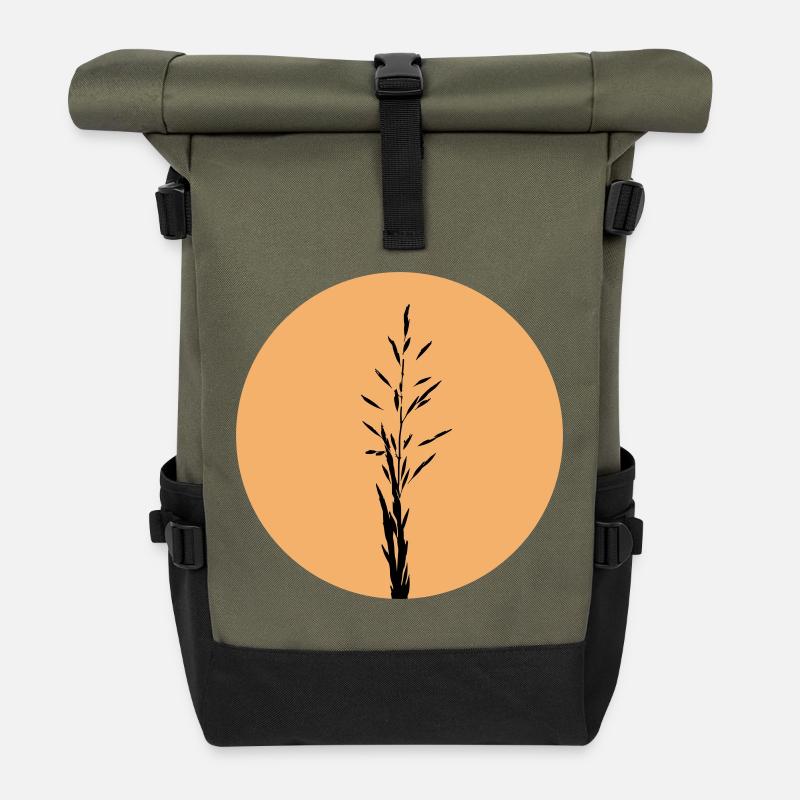  Silhouette in Sunset Circle - Roll Top Backpack - olive/black