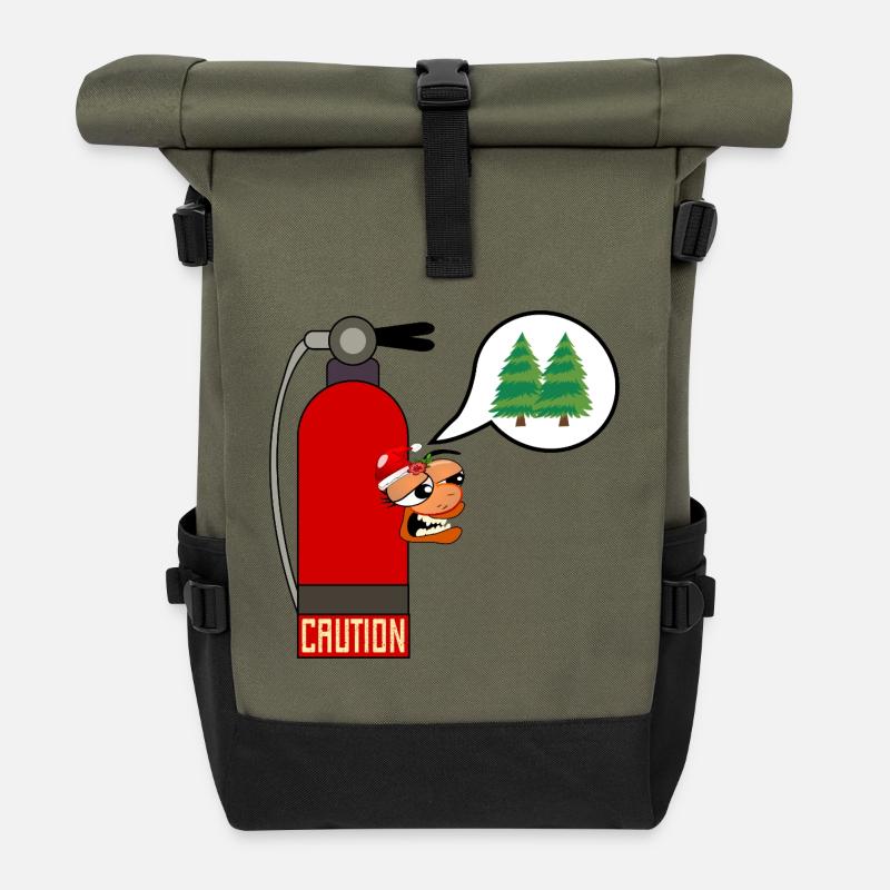 VORSICHT WEIHNACHTSBAUMFEUER - Rolltop Rucksack - Olive/Schwarz