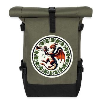Trompetendrache im Efeukranz - Rolltop Rucksack - Olive/Schwarz - Vorne