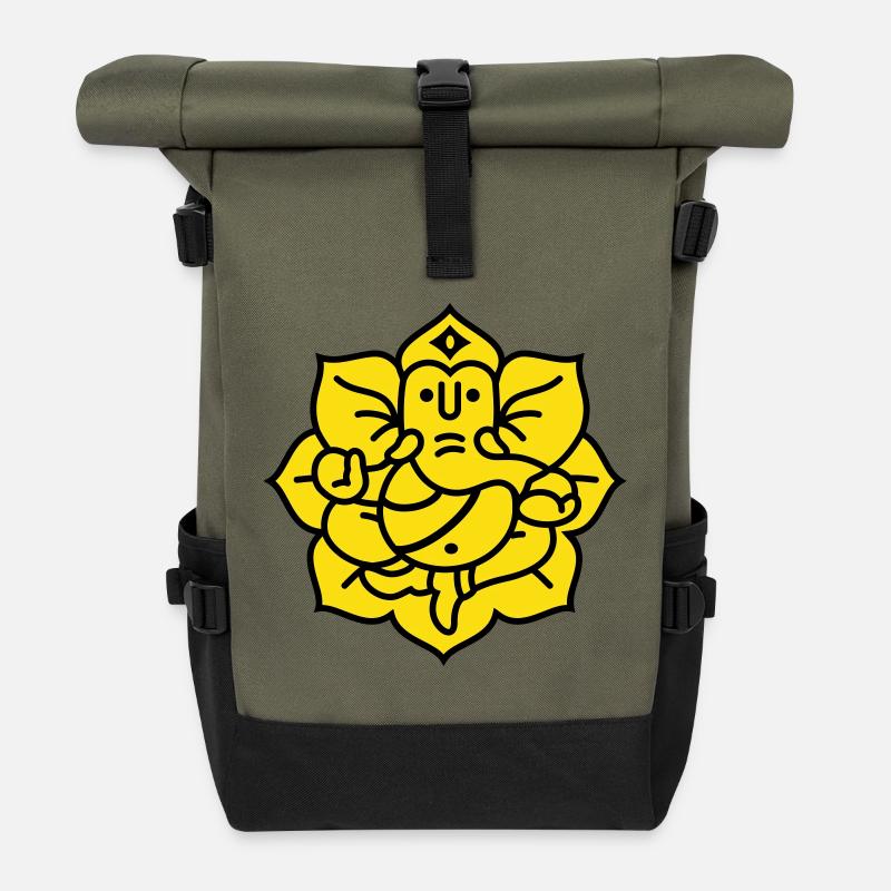 Ganesha Elephant No.02 (Colors changeable) - Roll Top Backpack - olive/black