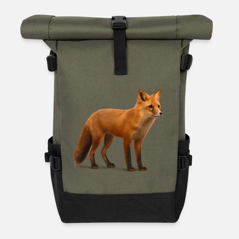 Rotfuchs im Licht der Natur - Rolltop Rucksack - Olive/Schwarz
