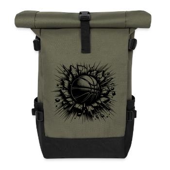 Basketball throw destroys a wall - Roll Top Backpack - olive/black - Front