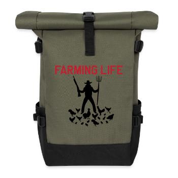 New Design Crazy Farmer In Red Black - Roll Top Backpack - olive/black - Front