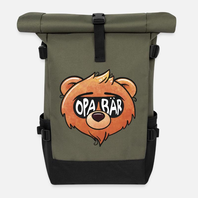 Opa Bär - Rolltop Rucksack - Olive/Schwarz