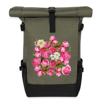 Magie de la fleur mélange rose et rose - Sac à dos roll top - olive/noir - Devant