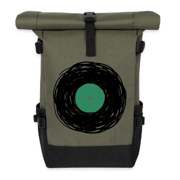 Skizzenzeichnung auf Vinylalbum - Rolltop Rucksack - Olive/Schwarz - Vorne