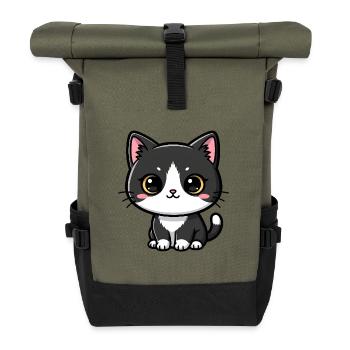 Charme Kawaii Chat Noir-Blanc - Sac à dos roll top - olive/noir - Devant
