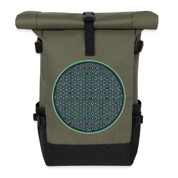 Trance Goa Rave Kaleidoscope Geometry Mandala - Sac à dos roll top - olive/noir - Devant
