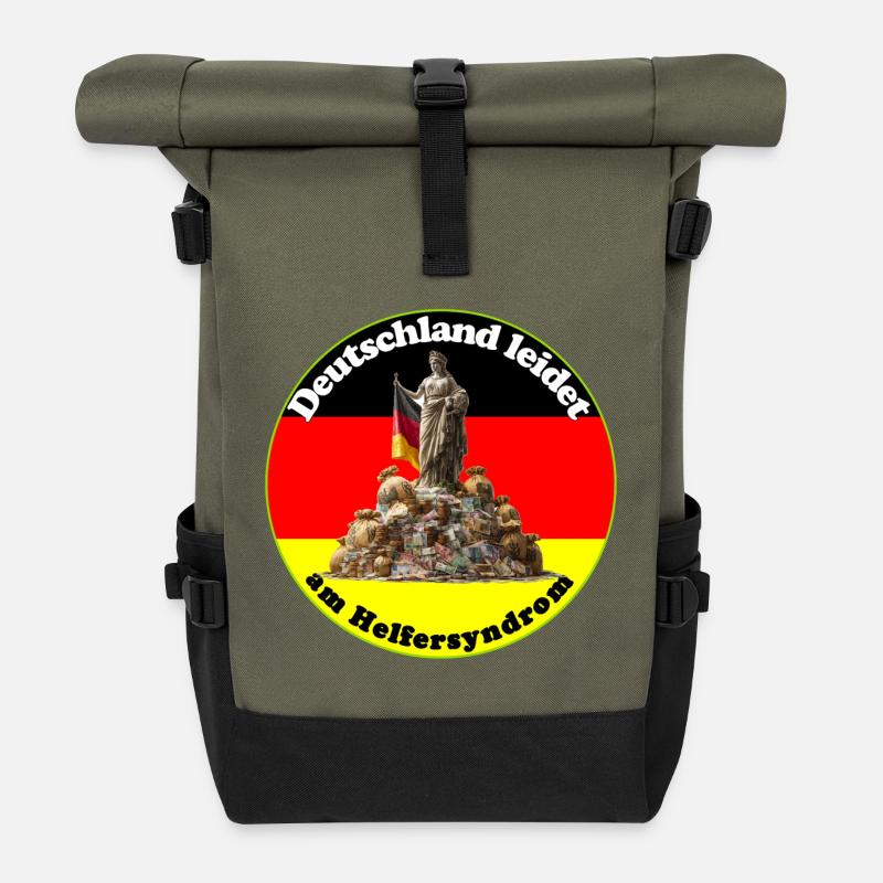 Deutschland hat ein Helfersyndrom - Rolltop Rucksack - Olive/Schwarz