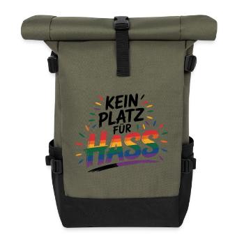 Pas de place pour la haine - Logo Cool Pride - Sac à dos roll top - olive/noir - Devant