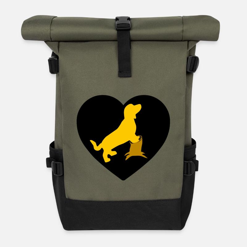 Dackel - Rolltop Rucksack - Olive/Schwarz
