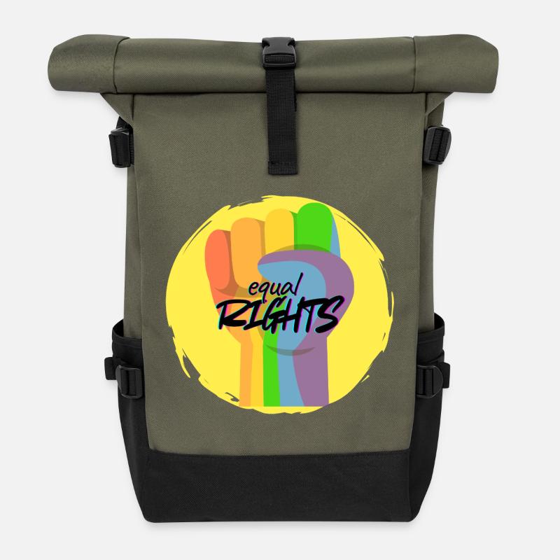Regenbogenfaust Pride Gleichberechtigung - Rolltop Rucksack - Olive/Schwarz