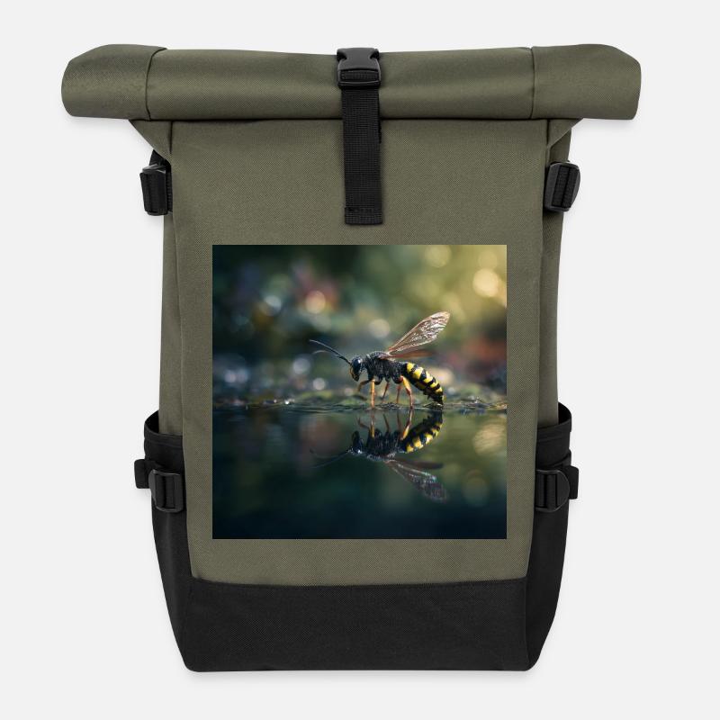 Wasp endoscopy: nature in detail - Roll Top Backpack - olive/black