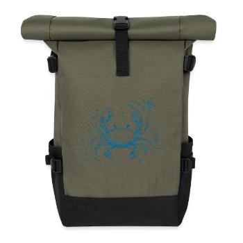 Blue Crab – Ocean Illustration - Roll Top Backpack - olive/black - Front