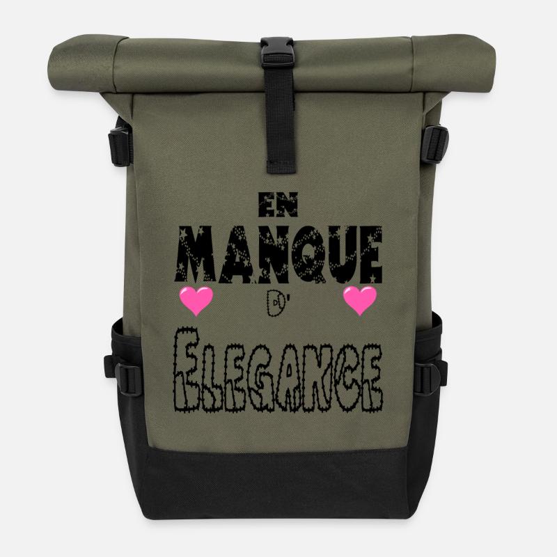 Lacking elegance - Roll Top Backpack - olive/black