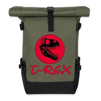 Crâne de tyrannosaure - Sac à dos roll top - olive/noir - Devant