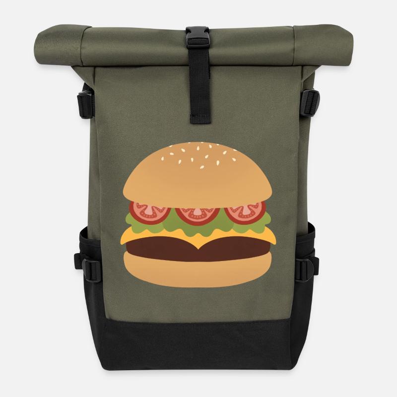 Art classique de Burger Flat - Sac à dos roll top - olive/noir