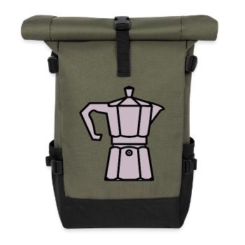 Coffee Espresso Maker - Roll Top Backpack - olive/black - Front