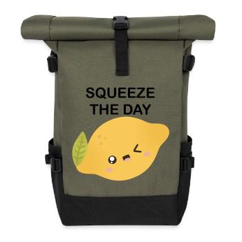 Lemon Wink Cartoon - Roll Top Backpack - olive/black - Front