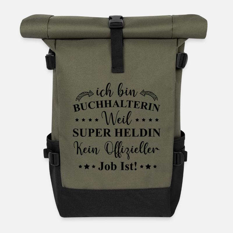 Buchhalterin Superheldin Beruf Spruch Geschenkidee - Rolltop Rucksack - Olive/Schwarz