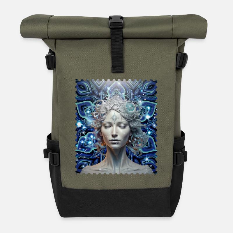 Kosmische Traumgöttin - Rolltop Rucksack - Olive/Schwarz