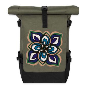 Windrad Mandala - Rolltop Rucksack - Olive/Schwarz - Vorne
