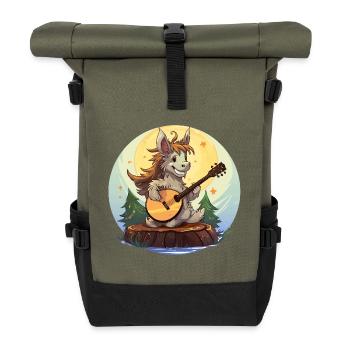 Moonlight Donkey Guitarist - Roll Top Backpack - olive/black - Front