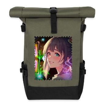 Magische Neontraumheldin - Rolltop Rucksack - Olive/Schwarz - Vorne