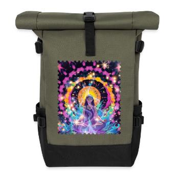 Mandala Meditation Aura - Roll Top Backpack - olive/black - Front