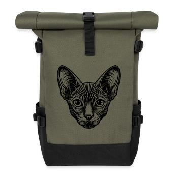 Sphynx cat - Roll Top Backpack - olive/black - Front