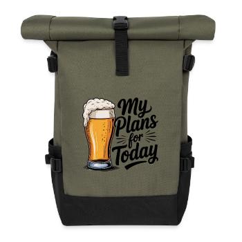 My Plans for Today - Cool Beer Logo - Roll Top Backpack - olive/black - Front