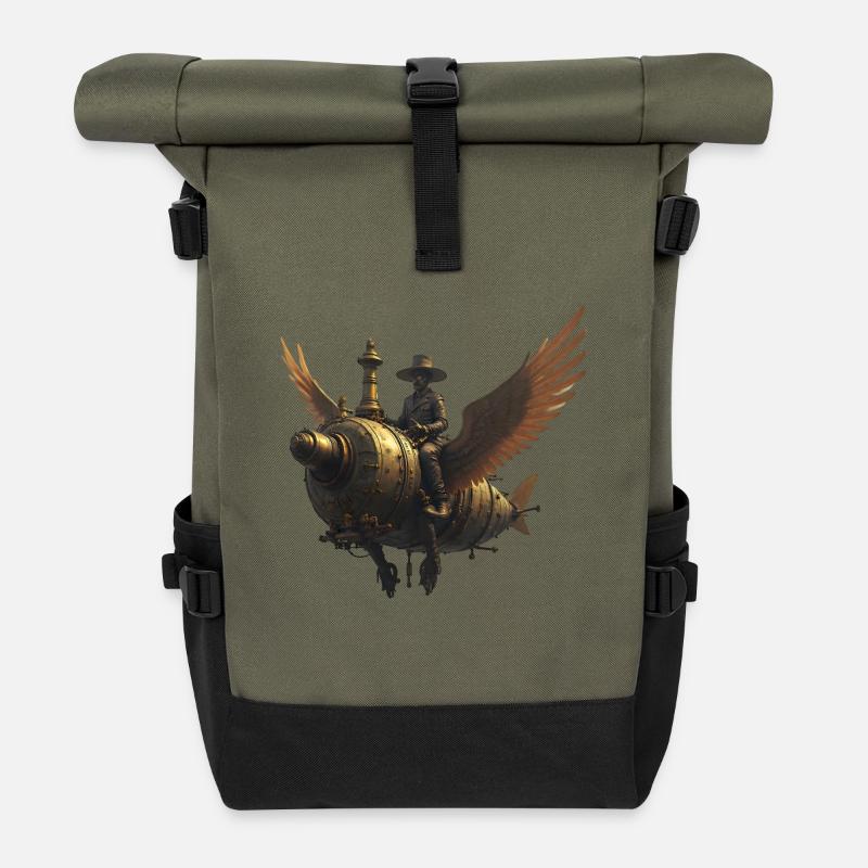 Steampunk - Sac à dos roll top - olive/noir