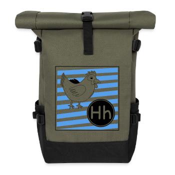 H for Chicken - Roll Top Backpack - olive/black - Front
